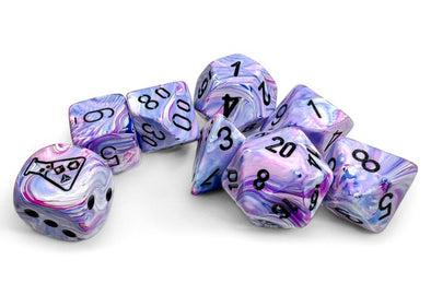  Chessex Lab Dice Polyhedral Set - Hydrangea/Black Festive
