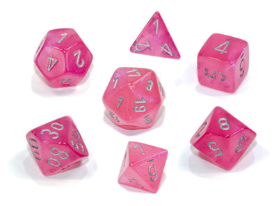  Chessex Polyhedral Set Borealis Pink/Silver Luminary