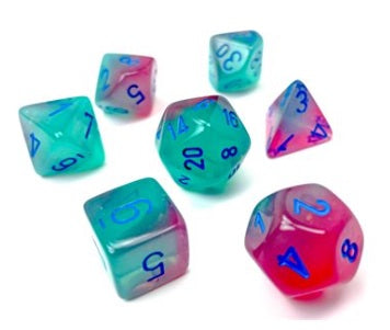  Chesex Polyhedral Set Gemini Gel Green-Pink/Blue Luminary