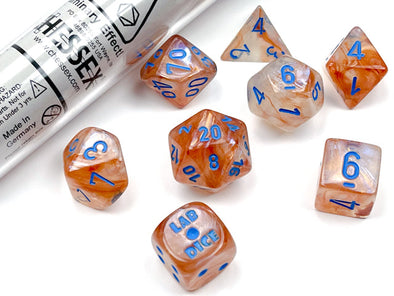  Chessex Lab Dice Polyhedral Set - Rose Gold/Light Blue Borealis Luminary