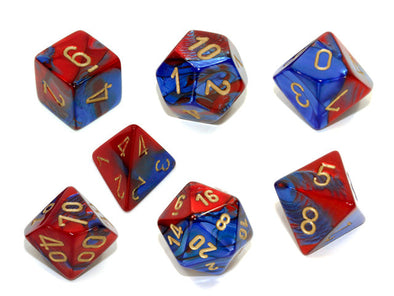  Chessex Polyhedral Set Gemini Blue-Red/Gold