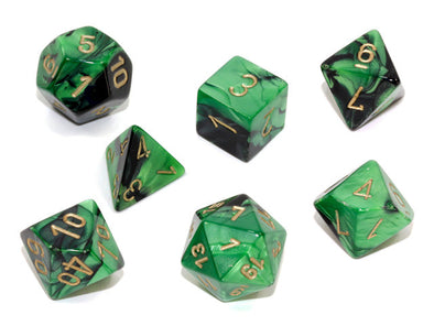  Chessex Polyhedral Set Gemini Black-Green/Gold