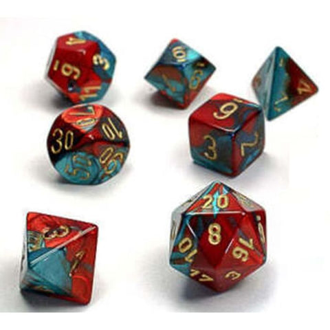  Chessex Polyhedral Set Gemini Red-Teal/Gold