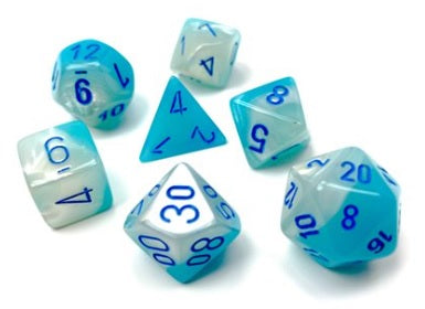  Chessex Polyhedral Set Gemini Pearl Turquoise-White/Blue Luminary