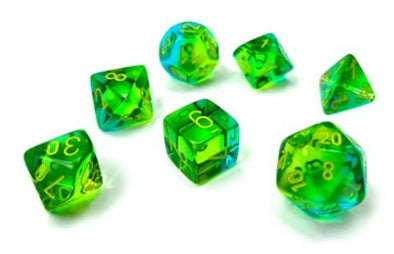  Chessex Polyhedral Set Gemini Translucent Green-Teal/Yellow