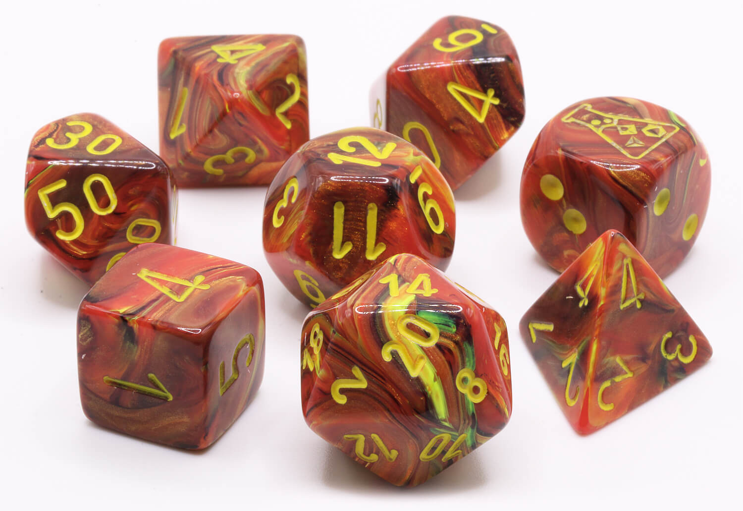 Chessex Lab Dice Polyhedral Set Vortex Underworld/Yellow