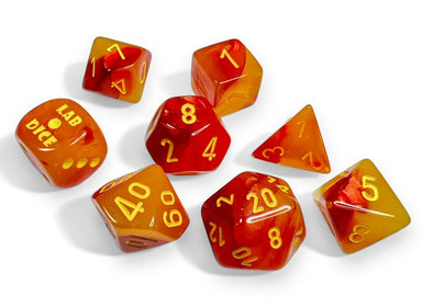  Chessex Lab Dice Polyhedral Set Gemini Gellow-Red/Yellow