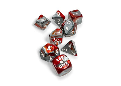  Chessex Lab Dice Polyhedral Set Gemini Red-Steel/White